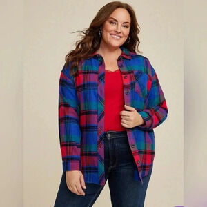Plus Size Cabin Plaid Boyfriend Tunic, Size 1X